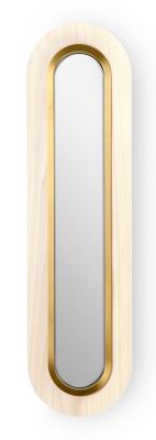 Lens LED Wandleuchte oval gestreckt Metallring in Gold LZF Lamps